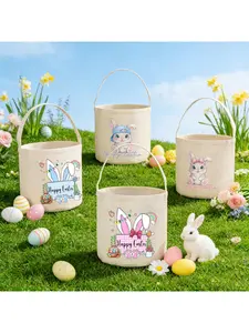 Happy Easter Tote Bag Packs, Bunny Themed Tote Bags,suitable For Easter Parties And Events, Easter Egg Bags, Easter Gift
