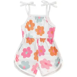 Toddler Baby Girl Summer Clothes Floral Romper Tie-Up Strap Halter Jumpsuit Infant Summer Sling Playsuit 6M-3T