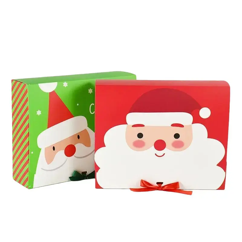Christmas Favor Candy Box Square Santa Claus Gift Boxes Party Chocolate Biscuit Packaging Bag Merry Christmas Party Supplies