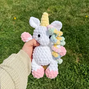 lula the unicorn plush toy, amigurumi, low sew, mythical