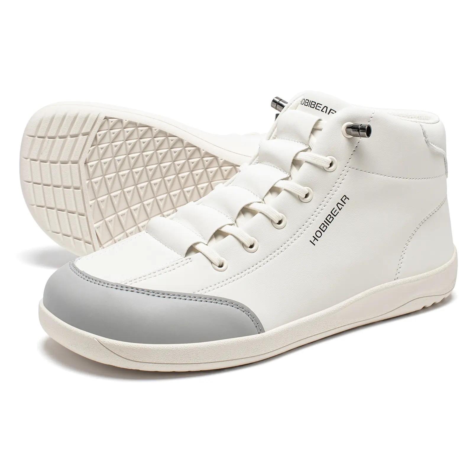 HOBIBEAR Women's & Men's High-Top Barefoot Wide Walking Sneakers Mesh Lined Comfortable Casual Bootie Zero Drop Sole Breathable Durable Microfiber Leather Shoes