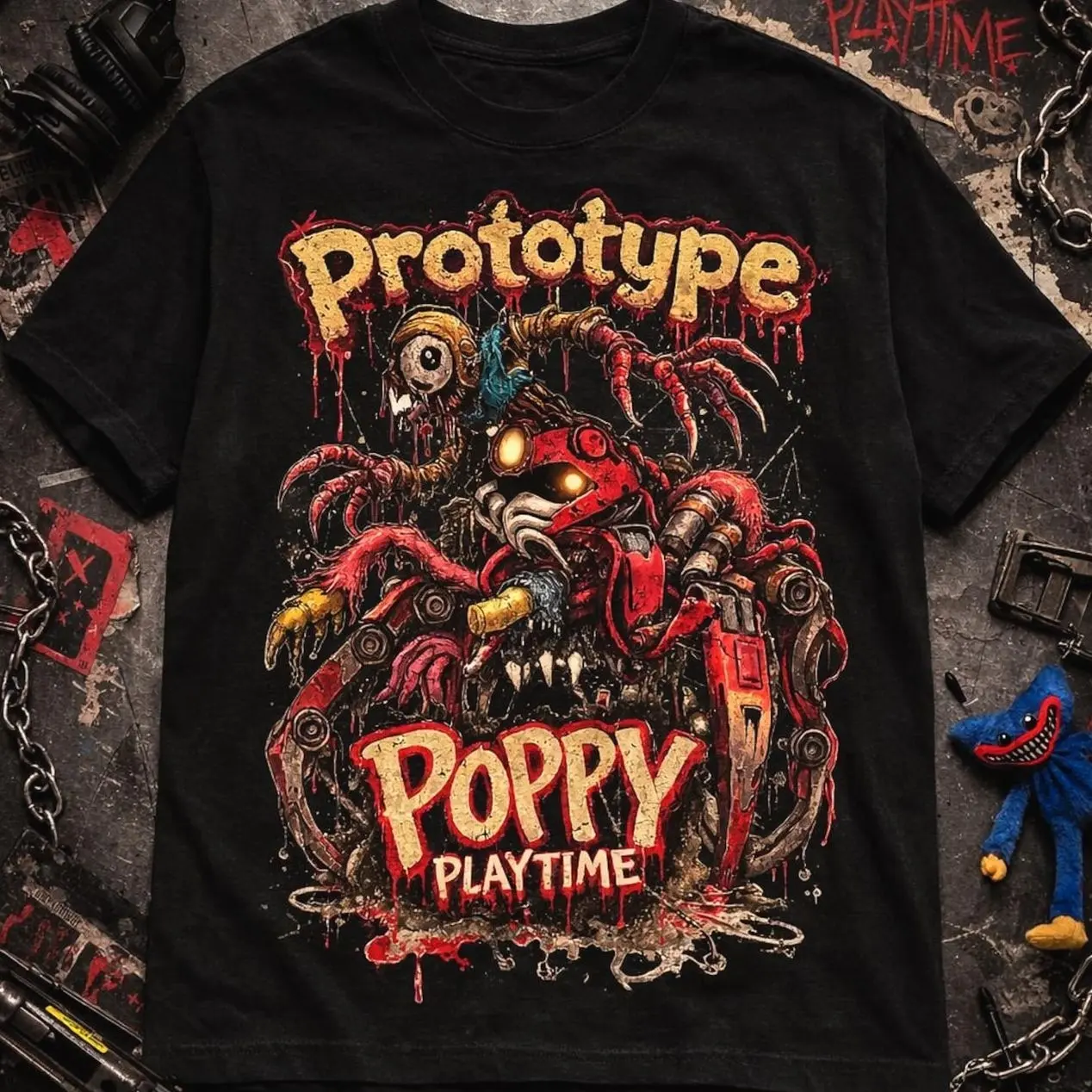 The Prototype Poppy Playtime T-Shirt The First Creation, Poppy Playtime Sweatshirt, Poppy Playtime Kids Tee, Huggy Wuggy, Lily Lovebraids C