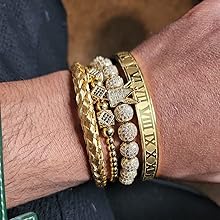 3PCS Stainless Steel Bracelets for Men Gold Roman Numeral Bangle Bracelet Twisted Cable Bracelet Adjustable Cuff Bracelet Mens Luxury Jewelry Bracelets Gifts