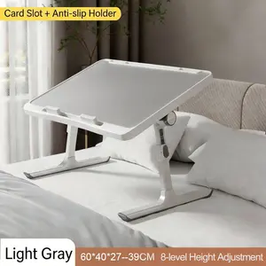 Adjustable Lap Desk Bed Tray Table with USB, Light, Fan & Drawer - Portable Laptop Stand for Bed, Couch - Home Organizer Shelving for Reading, Writing, Eating - Christmas, Back-to-School Gift