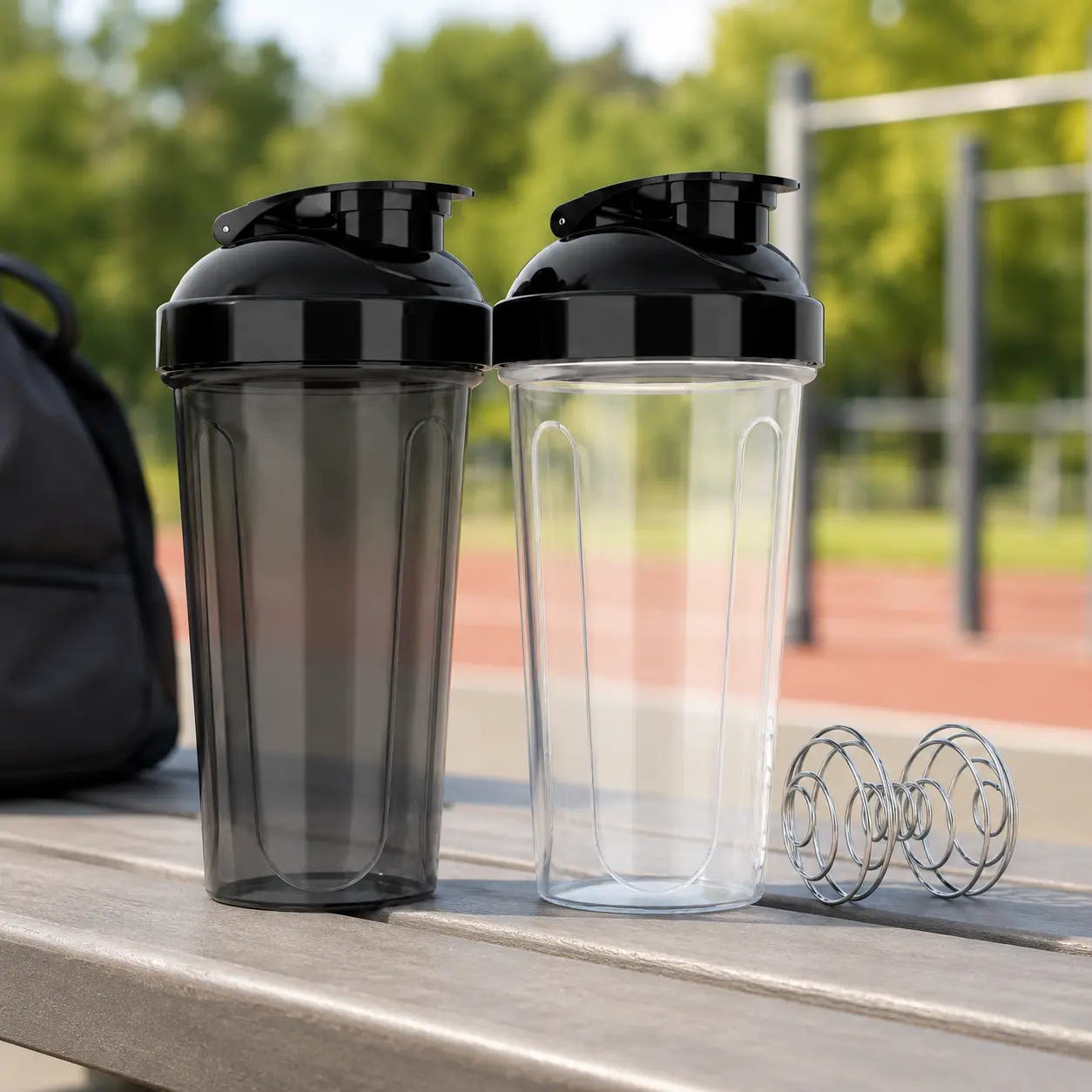 Protein Shaker Bottle Set, 2-Pack 28 oz Leak-Proof Mixing Cups with Wire Whisks for Shakes and Supplements