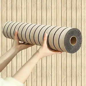 Wood Grain Slat 3D Wall Panel -15.75"x118"Soundproof Self-Adhesive Wall Sticker,Thickened Moisture Resistant Removable PVC Slat Wallpaper &Foam Paneling for Wall,Ceiling(Log Color,13Sq.ft)