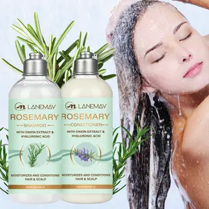 2 x 300ml Rosemary Hair Care Set with Onion Extract & Hyaluronic Acid - Shampoo & Conditioner for Moisturized, Strengthened Hair - Enhances Shine & Smoothness