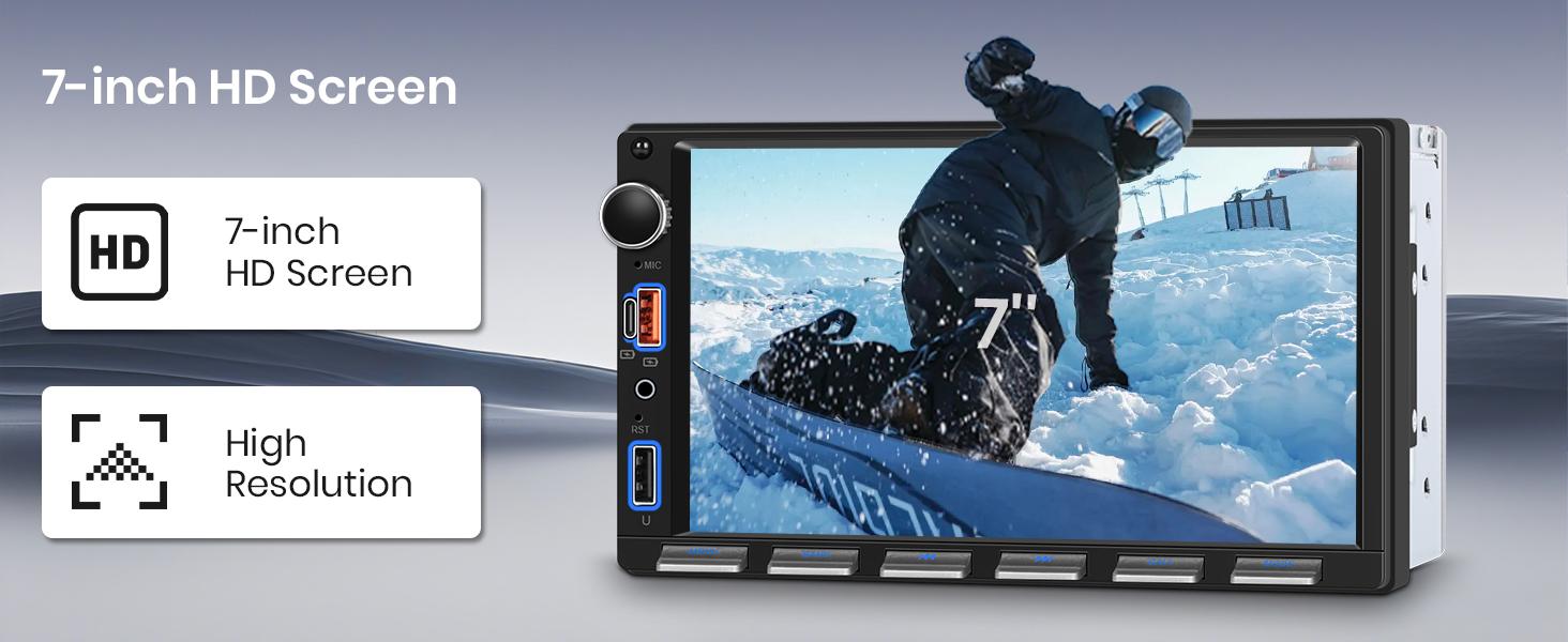 Double Din Car Radio Stereo, 7 inch Touch Screen Radio for Car Stereo Receivers, 2 Din Bluetooth Radio, Backup Camera, SWC, Mirror Link, Support FM/EQ/AUX, Type-C & USB Charging