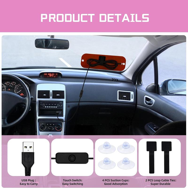 Taxi LED Light Sign for Car Uber/Lyft with Suction Cups USB Plug for Cars Trucks SUVs Compatible LED Decal for Windshield Visibility