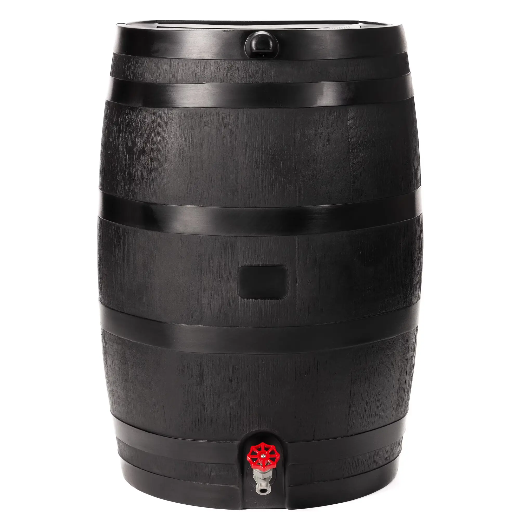 RTS Home Accents 50-Gal UV-Stabilized Oak Look Linkable Flat-Back Outdoor Rain Barrel, 100% Recycled Plastic 18-Lb Water-Saving Container with 12-Year Durability for Home Improvement, Garden Watering