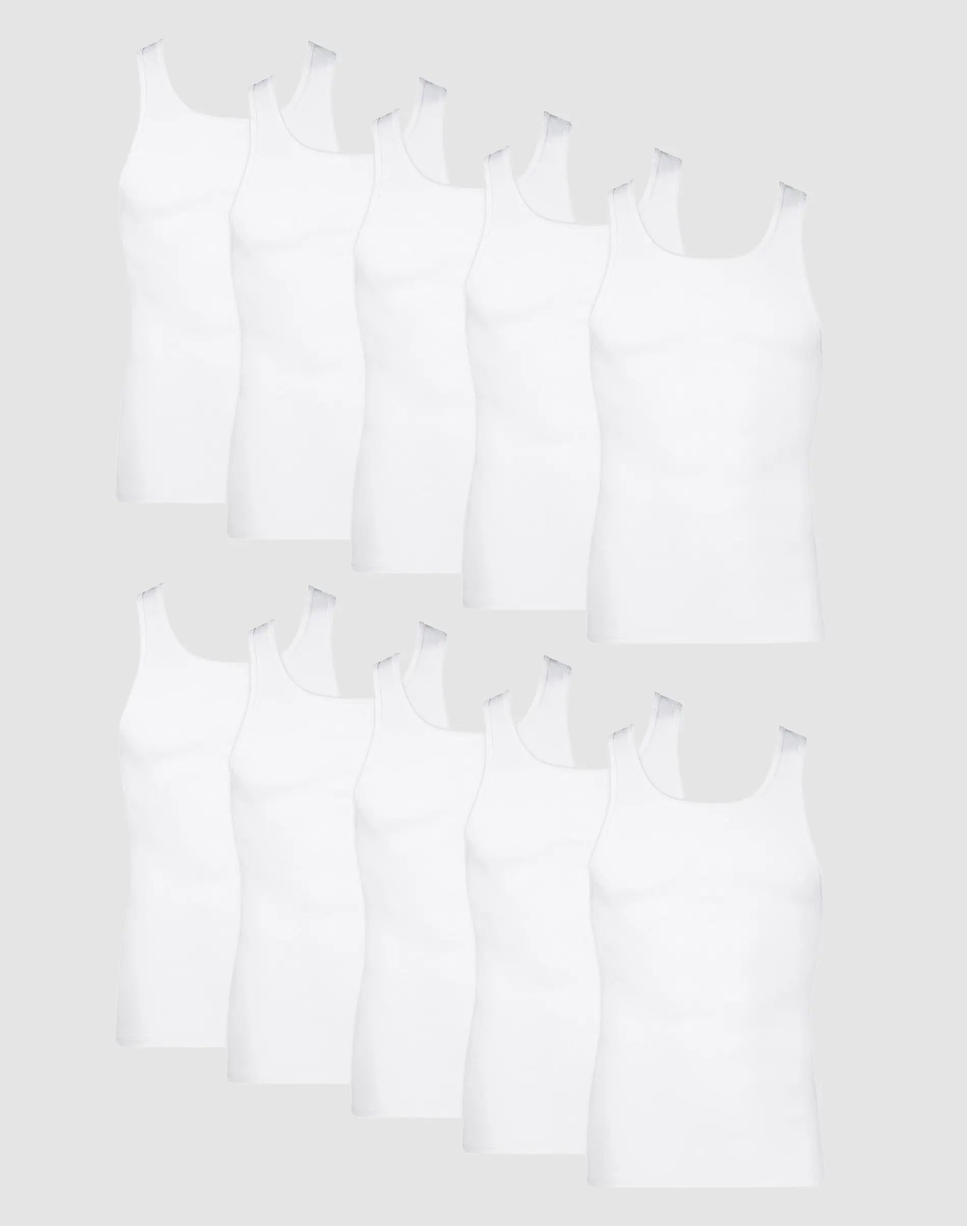 Hanes Men's Cotton Tank Undershirt Moisture-wicking White 10-pack Underwear Multi Pack Comfortable Fit Soft Stretch Fabric Breathable 372z10