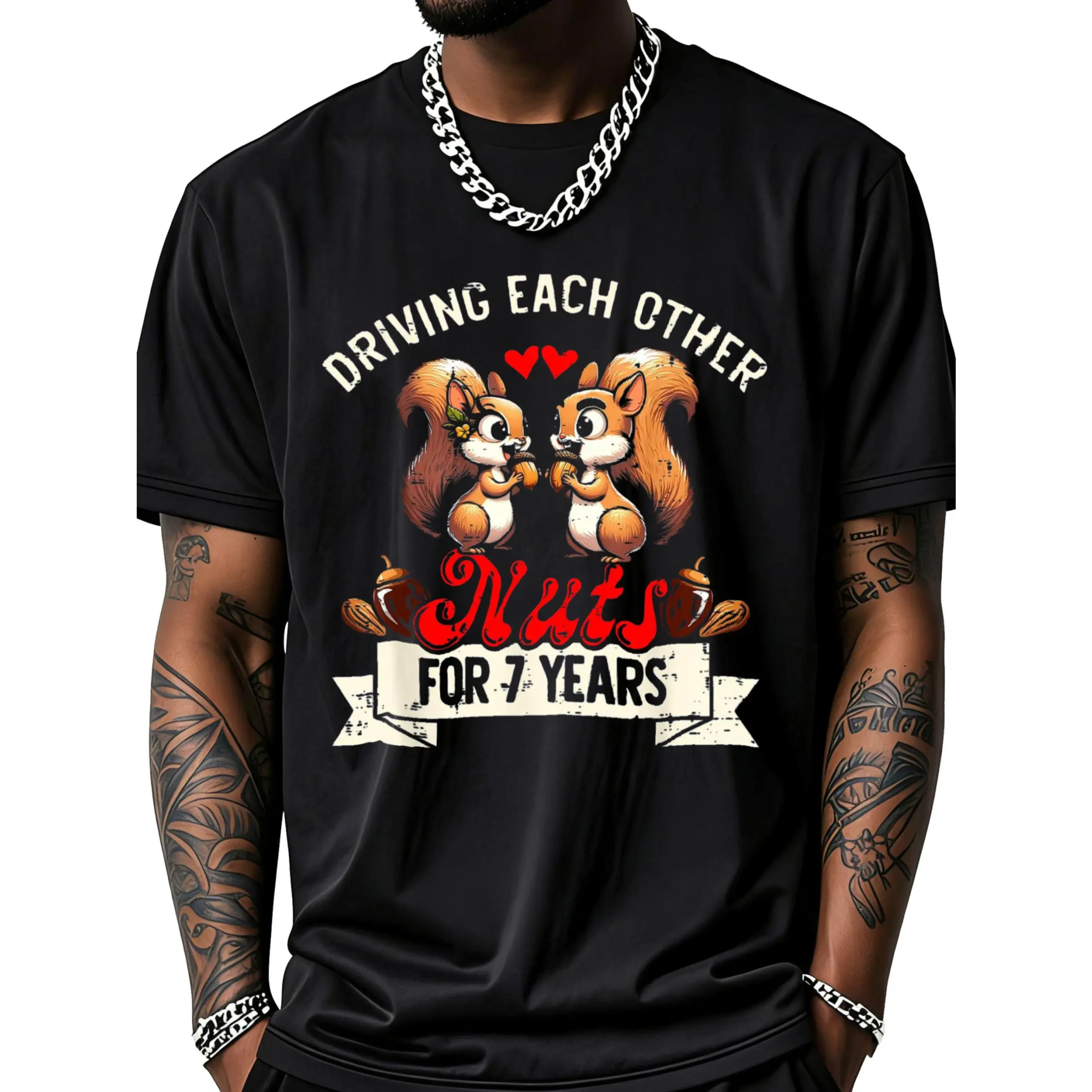 100% Cotton Couples Married 7-Year Funny 7th Wedding Anniversary T-Shirt Unisex Adult Clothing Streetwear Crewneck Classic