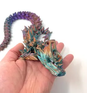 21" Rose Dragon Articulated Fidget Dragon | 3D Printed Dragon Toy | Flexible Fantasy Dragon | Multicolor Collectible Desk Pet