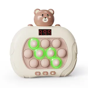 Fast Push Bubble Game with Score Level Display Light Up Pop Fidget Game with 6 Modes Sensory Fidget Toys for Christmas Birthday Party Gifts（Bear）