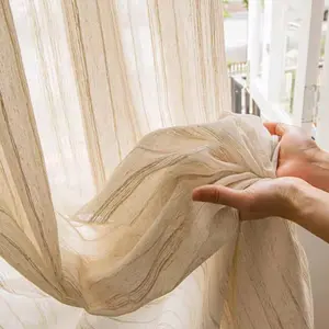 Modern Linen Curtains for Living Room & Bedroom, Jowels Semi-Sheer Privacy Drapes, Light-Transmitting Window Covering, Home Decoration Curtain