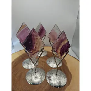 Natural Rainbow Fluorite Diamond, 1-Piece with Zodiac Stand, Earth-Infused 1-Size Natural Crystal Decoration, Thoughtful Gift for Birthdays