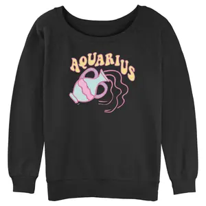 Junior's Women Lost Gods Zodiac Aquarius Pop Symbol Sweatshirt