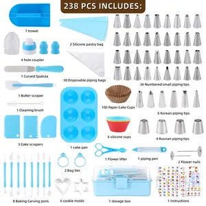 238-Piece Fondant Cake Decorating Tool Set, Includes Piping Bags, Scrapers, Cake Molds, Essential Baking Supplies for Enthusiasts