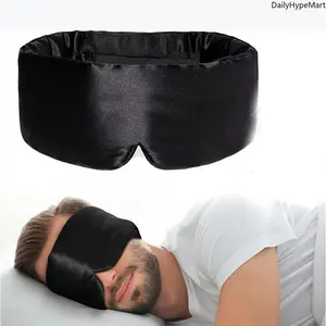 3D Weighted Soft Silk Sleeping Mask, Adjustable Soothing Cooling Eye Mask with Storage Bag for Home & Travel
