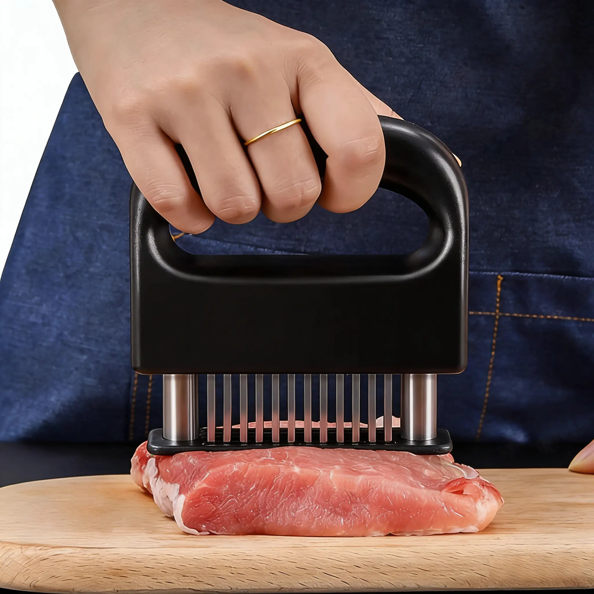 【Free Ship】Meat Tenderizer Tool Heavy Duty 48 Stainless Steel Ultra Sharp Needle Blades for Chicken Steak Veal BBQ Kitchen Gadget Kitchenware Cutting Cooking