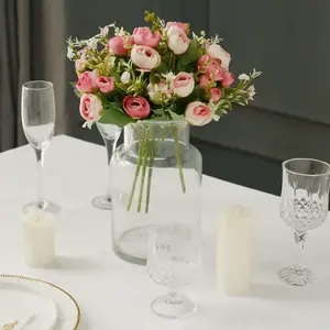 4 Pack Artificial Pink Mini Ranunculus Silk Flower Arrangements, Faux Buttercup Floral Bouquets 12"