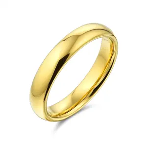Plain Dome 4MM Wedding Band Ring Black Silver Rose Gold Titanium Comfort Fit