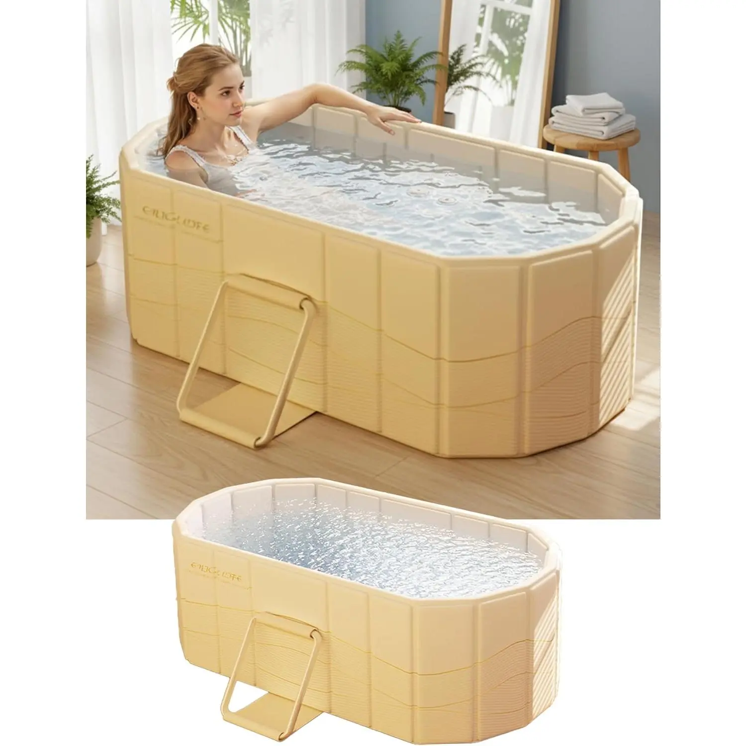 Portable Bathtub Ice Bath Tub - Foldable Collapsible Bathtub for Adult Shower Bathroom Hot  Soaking Cold Plunge Tub Freestanding Bathtub "Lx22"Wx20"H White