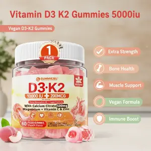 Extra Strength Vitamin D3 K2 Gummies 5000IU 10000IU with 500mg Calcium K2 MK7 Magnesium Vitamin C and Zinc Ultimate Absorption for Bones Muscles and Teeth Support Tailored for GLP1 Users Vegan Daily Dietary Immune Chewables 60 Count