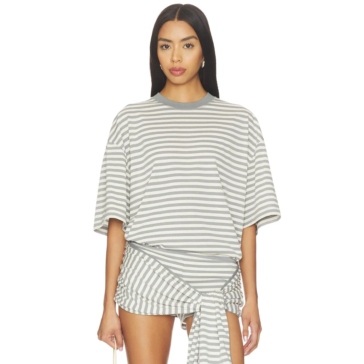 LIONESS Bloom Short Sleeve Tee in Ash Stripe