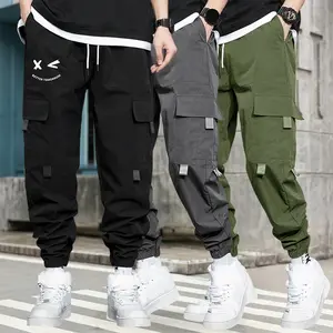 3-Pack Men's Cargo Pants with Multiple Pockets and Cuffs Printed Fabric Playful Smiley Face Pattern American Street-Style Loose Casual Trousers Comfortable Breathable Long Pants for All Seasons Menswear Joggers, Cartoon, Mid Waist