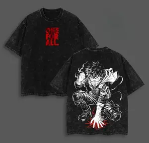 valentine shirts Deku My Hero Academia T-Shirt Izuku Midoriya Anime Streetwear Graphic Tee One For All Oversized Acid Washed Cotton Shirt Hero Costume Battle Pose Gift for Anime Fans Manga Merch
