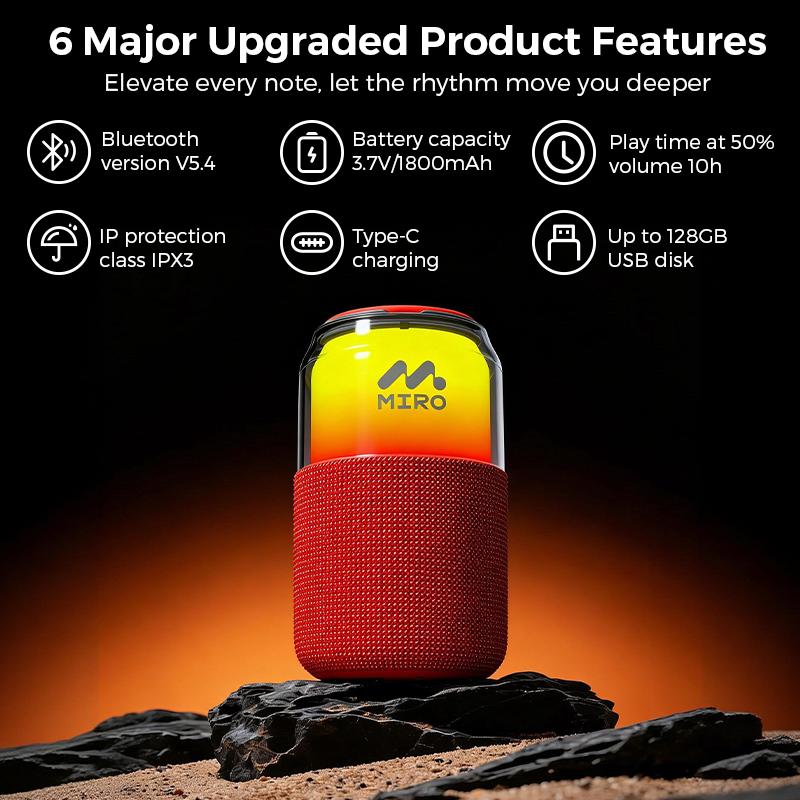 [P1 BUY 1 Get 1 ] Party Miro Soda Can Speaker – LED, TWS, 10Hr Playtime, Compact & Portable, Ideal for Parties, Travel, Outdoor Fun & Daily Use, Reliable Sound, Perfect Gift for Music Lovers & Holidays, Complimentary Shipping