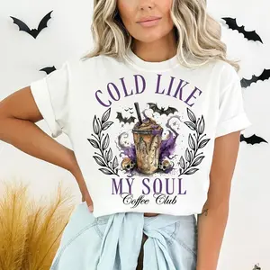 Cold Like My Soul Shirt, Witch Sweater, Halloween Hoodie, Spooky Season Shirt, Retro Halloween Shirt, Trendy Halloween Hoodie, Fall Sweater, Sublimation Hoodie Womenswear Tops Underwear Lady Women Casual Crewneck Round Neck Streetwear