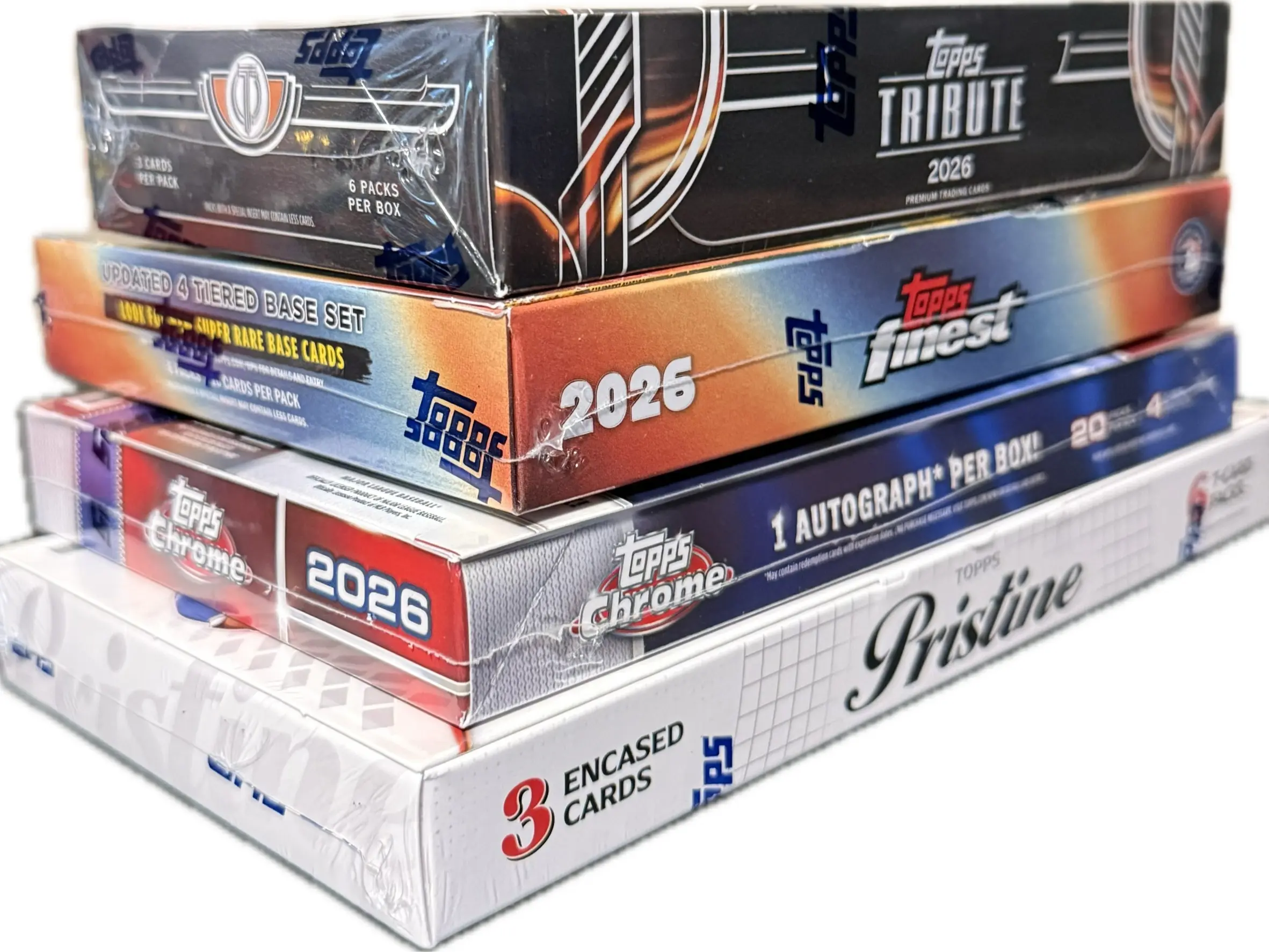 BREAK 460 4-Hobby Box Baseball Mixer - 2026 Topps Pristine, Tribute, Chrome, Finest Sports Trading Card Assortment