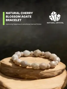 Cherry Blossom Agate Bracelet, made of natural agate, with pink and white interwoven like springtime blossoms. It helps the wearer accumulate legitimate wealth while enhancing overall luck, allowing career and life to progress steadily. Handcrafted with m