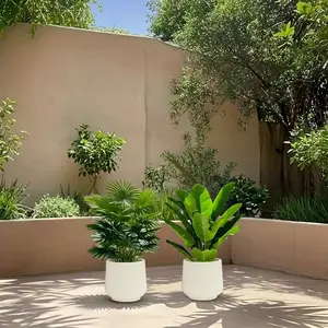 2PCS Classic Roman Stripe Plastic Planters, Portable Garden Planters, Decorative Medium Round Metallic Coated Surface, Lightweight Durable, For Succulents Cacti Plants, Indoor Outdoor Garden Patio Home Decor