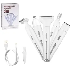 5 in 1 Electric Hair Removal Tool, 1 Box USB Rechargeable Hair Trimmer & Accessories, Multifunctional Hair Removal Tool for Women
