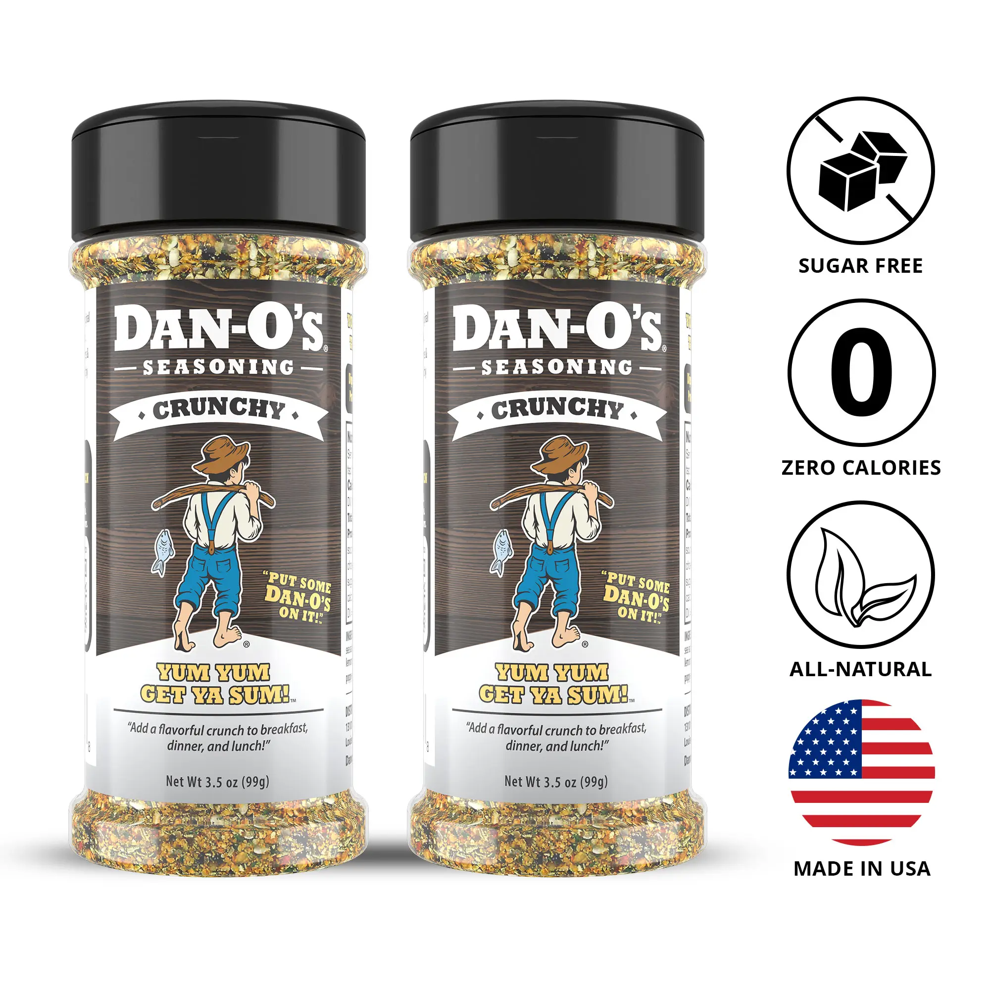 Dan-O's Seasoning Crunchy - Small Bottle 2 pack (3.5 oz) - All-Purpose Seasoning - everything bagel flavor seasoning with a twist