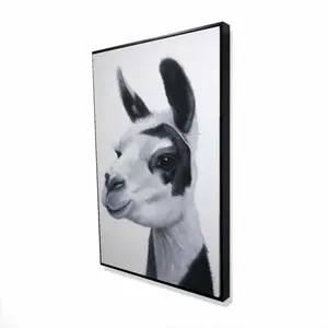 212 MAIN Minimalist Black & White Llama Farm Animal Framed Wall Art, 24x36 in. Ready-to-Hang Artistic Wall Decor, Farmhouse Room Decoration, Home Decor Gift