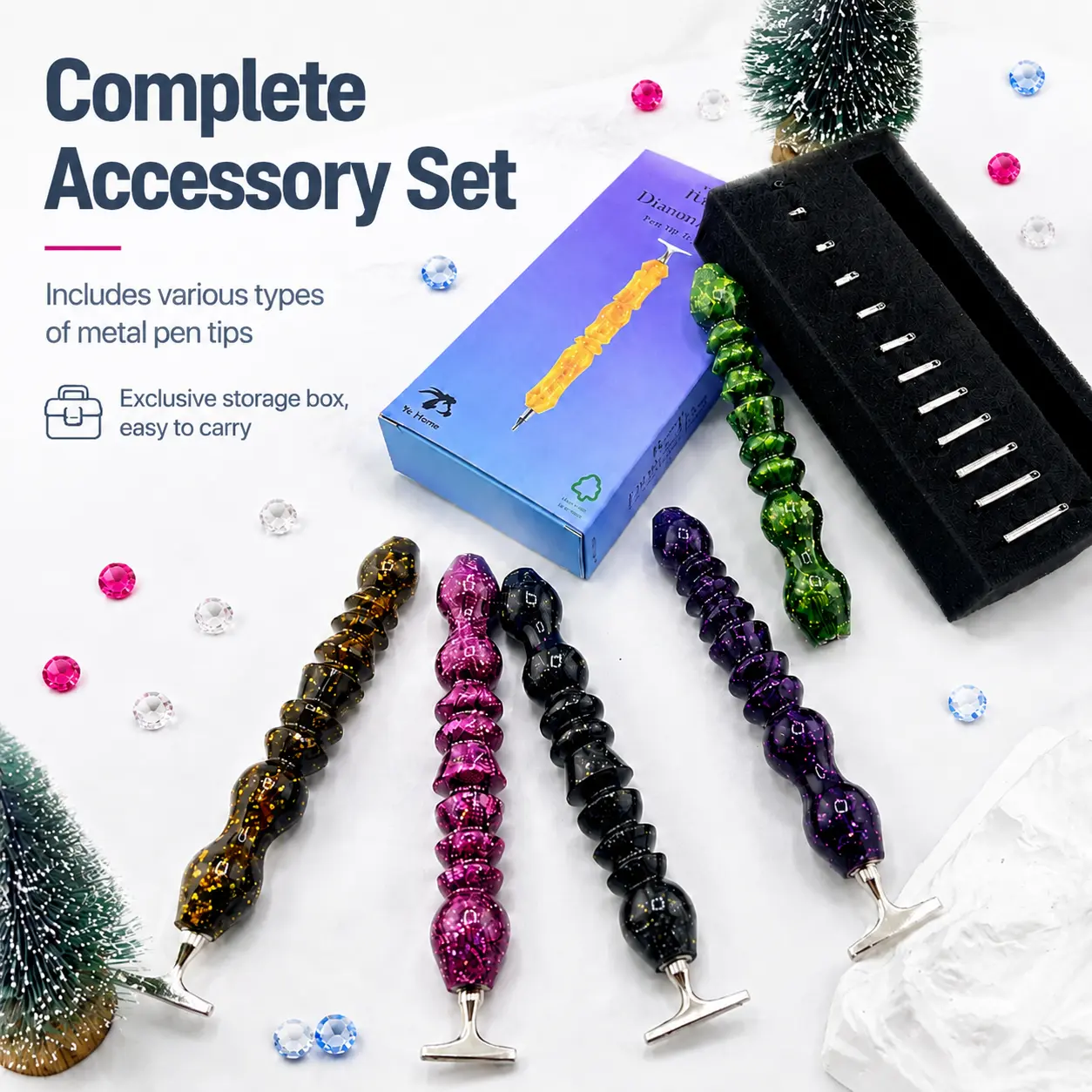 Luxurious glitter resin rhinestone pen | Ergonomic beaded grip, comfortable even during long-term handmade crafting