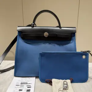 Pre-owned HERMÈS Canvas Tote Bags Hermes Toile Herbag Zip 31 satchel 81516749