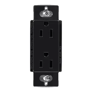 Lutron CAR-15-BL Claro 15A Duplex Outlet, Black