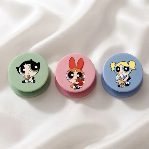 Basic Pppowerpuff Phone Grip – Cute Cartoon Inspired Design, Foldable Phone Stand Accessory For Everyday Style Stand