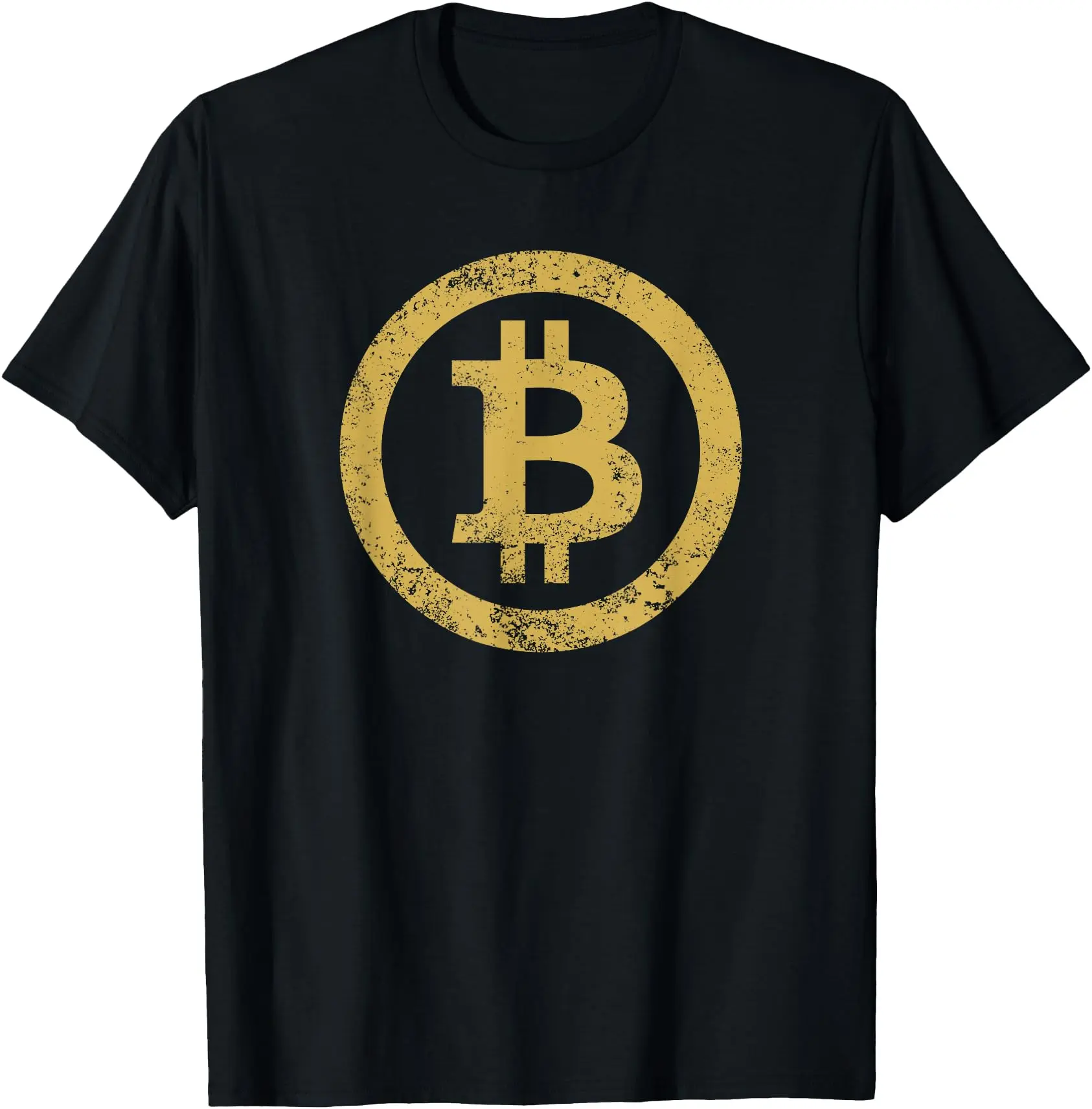 Bitcoin BTC Logo T-Shirt Retro Vintage Distressed T-Shirt Classic Cotton Top Unisex