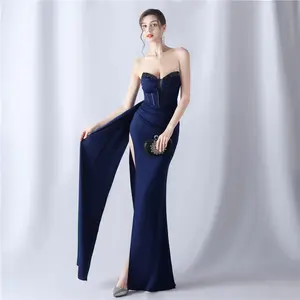 2026 Fishbone Waist-Cinching Heavy Beaded New High-End Evening Dress