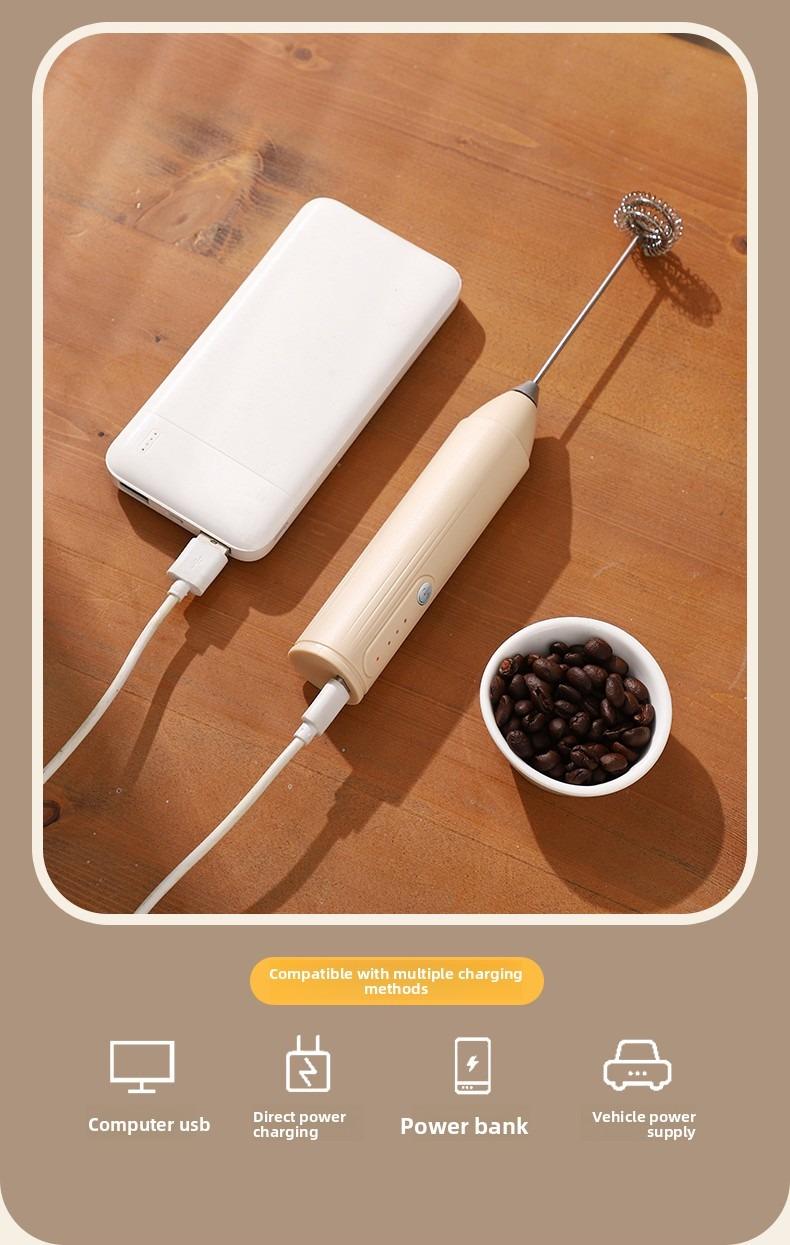 Electric Milk Frother Handheld with 3-Speed Adjustable Whisk, Fast Frothing Coffee Tools, Portable Wireless Foam Maker for Hot & Cold Drinks