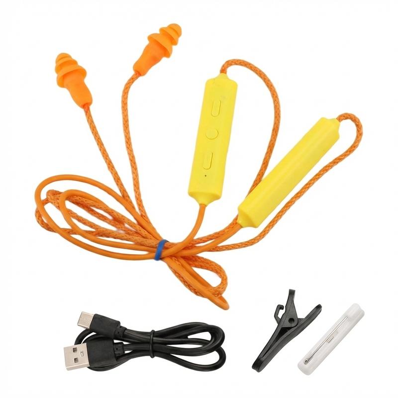 Ear Plugs Bluetooth Earphone for Work, Noise Suppression, Hearing Protection,Construction Sites, Noisy Places Orange