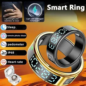 Smart Ring with Display Screen and Touch, Wireless Charging, Health Manager, 5ATM Waterproof for Men Women Smart Rings, Monitor, Heart Rate Monitor