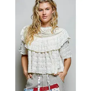 Round Neck Lace Top with Crochet Details