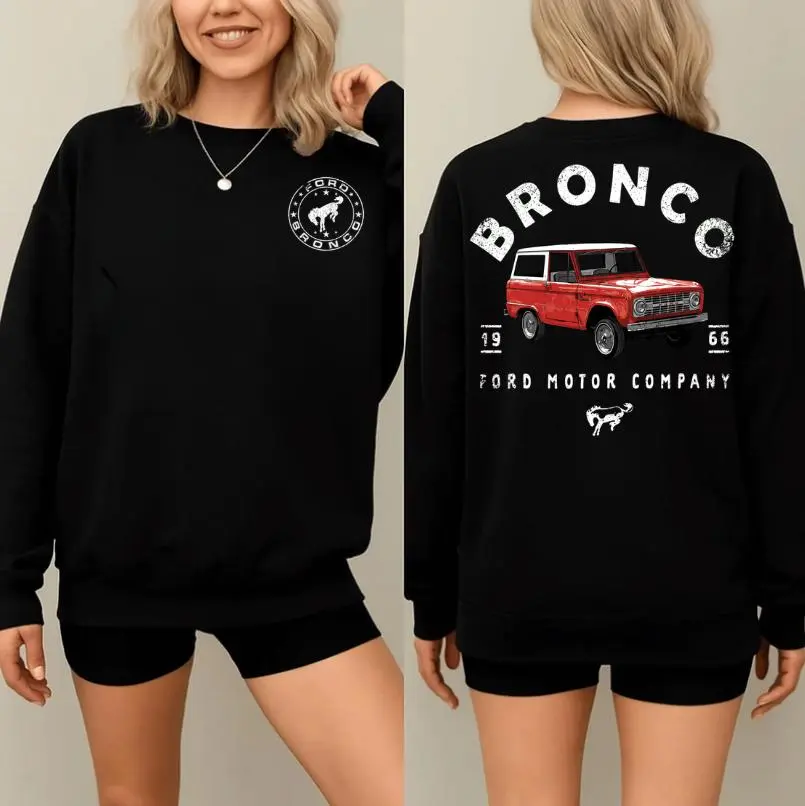 Vintage Ford Bronco 1966 Sweatshirt - Classic Car Graphic Crewneck Pullover, Retro Automotive Apparel for Car Enthusiasts, Unisex Comfortable Aesthetic Long Sleeve Top, Perfect Gift